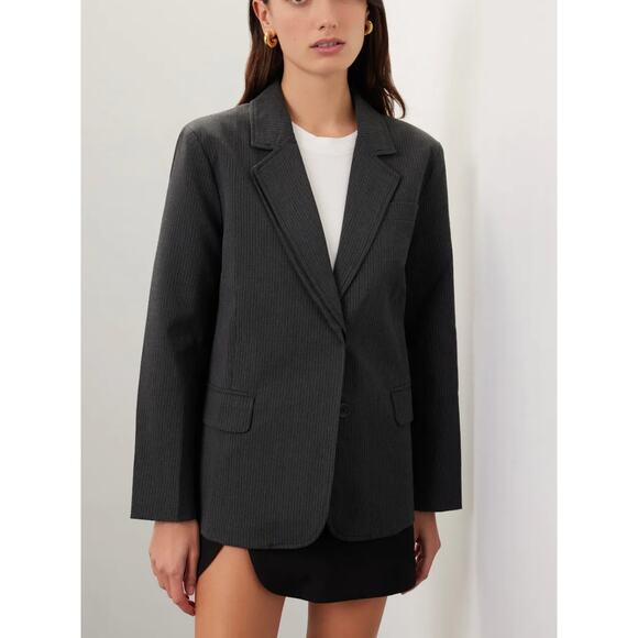 Moon River Jacket Womens Small Grey Pin Striped Double Layer Twill Button Blazer - Picture 1 of 13